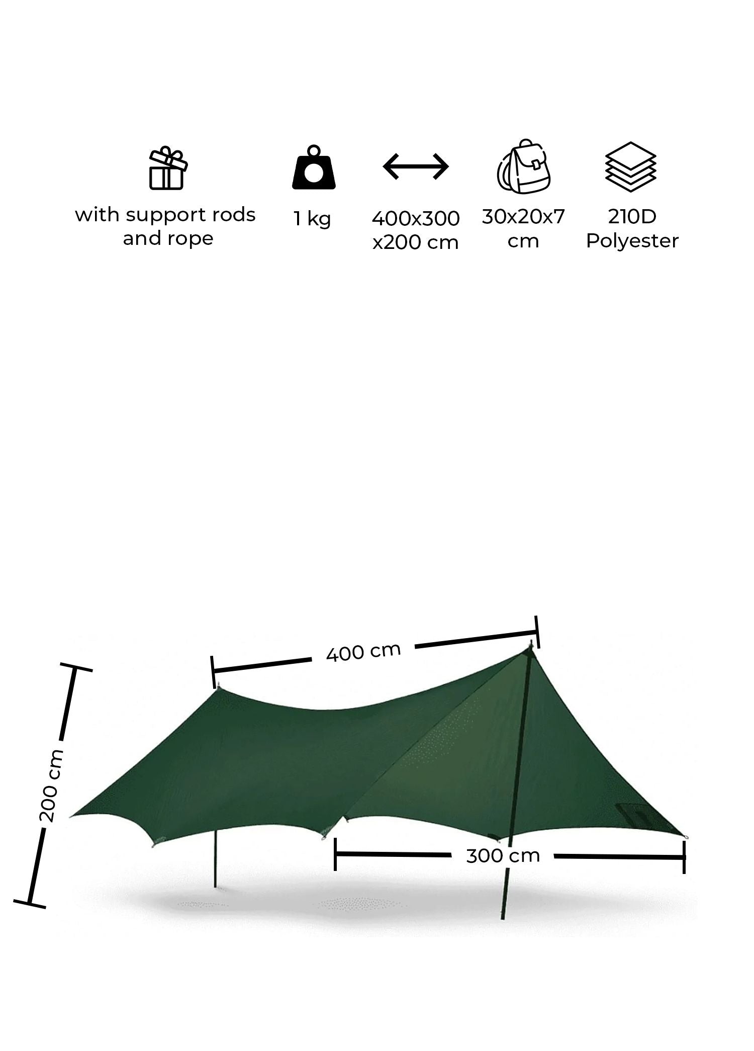 Urban Badger Ragnar Tarp Tent 3X4M, Camping Tarp, Tent Tarp, Lightweight Hammock, Tent Canopy, Waterproof, Open Shelter