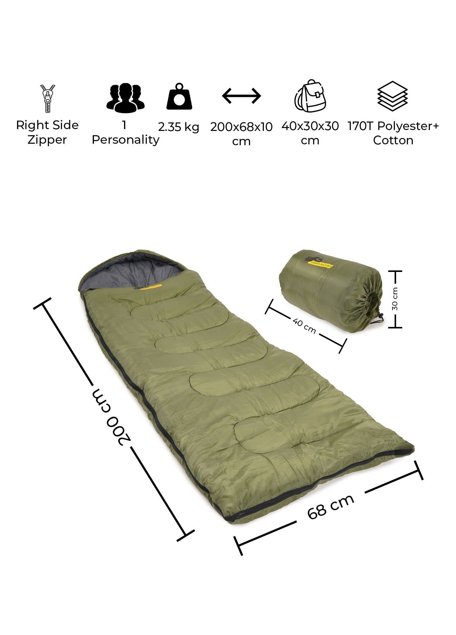 Urban Badger Yule Single Sleeping Bag, Durable Camping Gear, Camping Accessories, Outdoor Activities