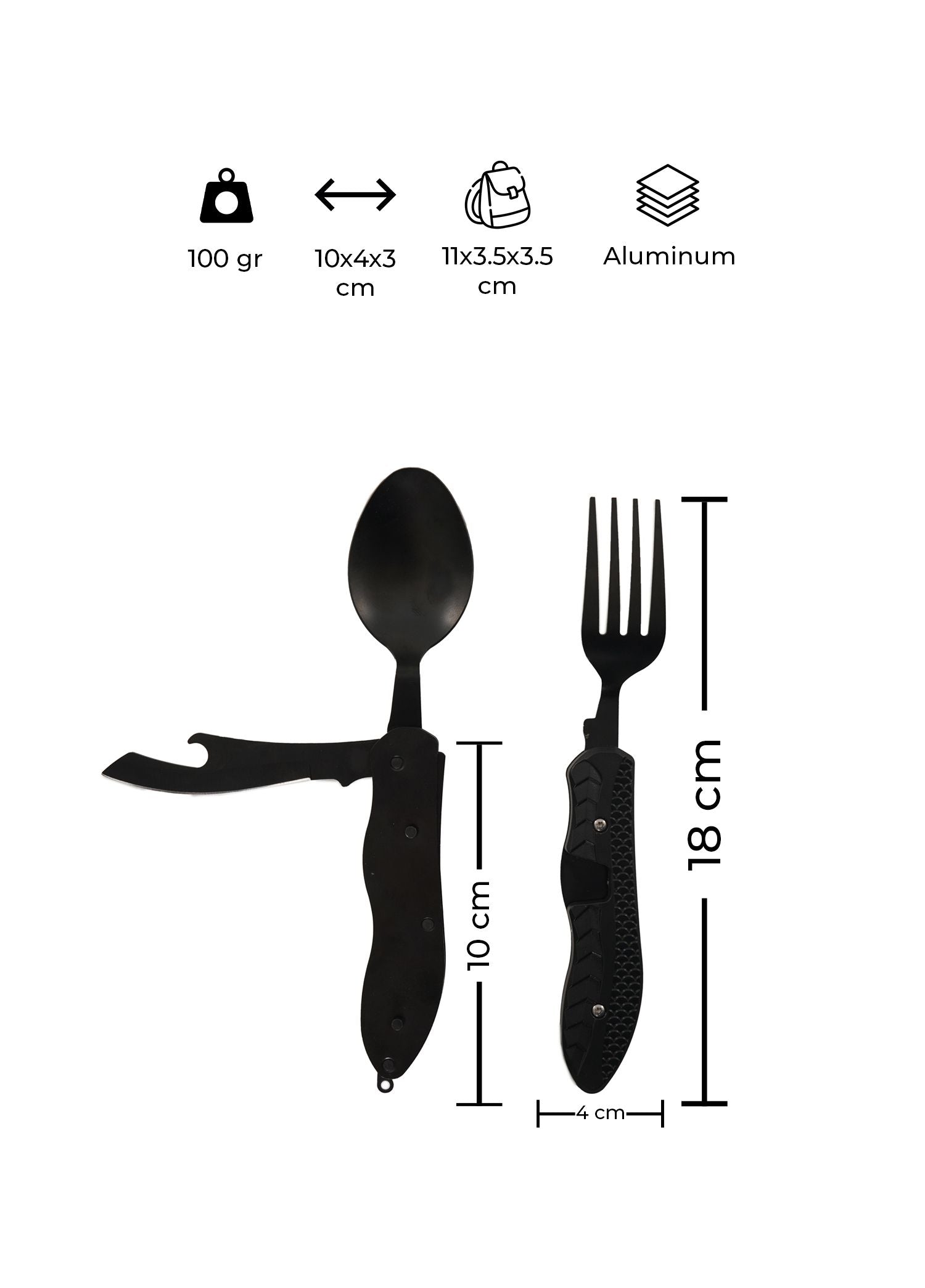 Urban Badger Herja Foldable Cutlery Set, Lock Mechanism, Detachable, Durable Camping Gear, Camping Accessories, Outdoor Sports