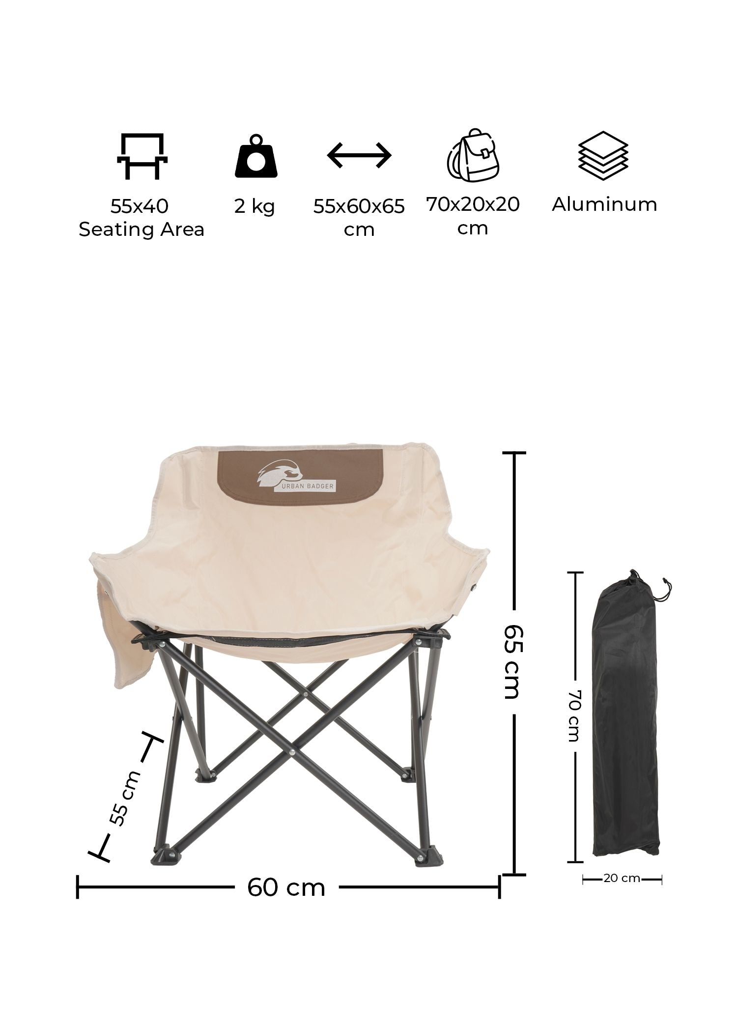 Urban Badger Nidavel Canvas Collapsible Chair, Durable Camping Gear, Camping Accessories, Outdoor Sports