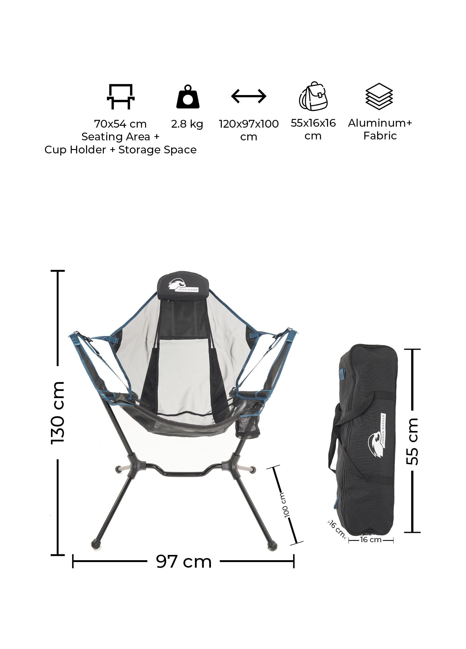 Urban Badger Thor Rocking Chair, Durable Camping Gear, Camping Accessories, Outdoor Sports